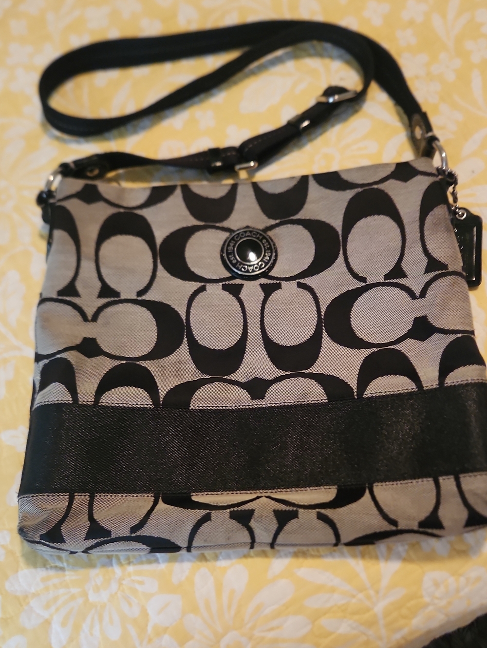 Coach Black and Gray Signature Crossbody
